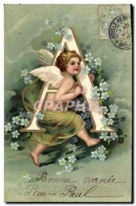 Postcard Old Letters Fantasy Angel Letter A