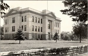 Vermilion South Dakota SD Courthouse RPPC Postcard V17