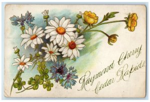 1911 Raymond Cherry Cedar Rapids Iowa IA Embossed Flowers Posted Postcard