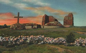 Vintage Postcard 1930's The Pecos Mission Ruins on Santa Fe Trail New Mexico NM