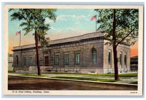 Findlay Ohio Postcard United States Post Office Building Exterior c1940 Antique