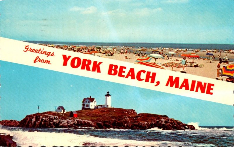 Maine York Beach Greetings Showing Beach Scenes 1973