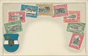 Belgian Congo, Classic Stamp Images on Early Postcard, Published by O. Zieher