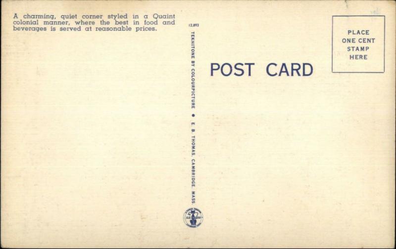 Cambridge MA Drum Grill Hotel Commander LINEN Postcard
