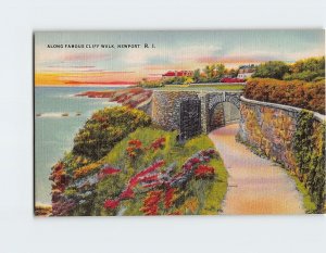 Postcard Along Famous Cliff Walk, Newport, Rhode Island