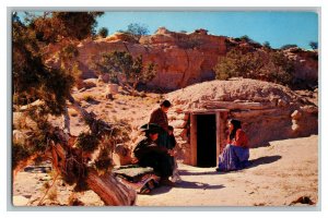 Navajo Family Entrance Of Their Home Vintage Standard View Postcard 