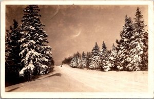 RPPC A Snowy Road in Calumet MI c1938 Vintage Postcard V62