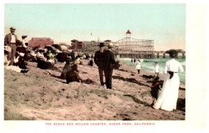 California , Ocean Park m Beach and Roller Coaster