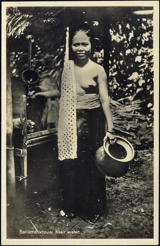 Indonesia Bali Nude Native Girl Getting Water 1930s Rppc Postcard Hippostcard