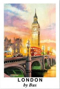 England, LONDON BY BUS  Transport Series By Artist TIMOTHY O'BRIEN  4X6 Postcard