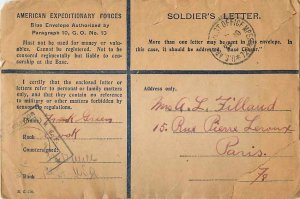 Entier Postal Postal Stationery American Expeditionary Forces