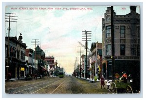 C. 1900-10 Main Street New York Ave, Sheboygan, Wis. Postcard F145E