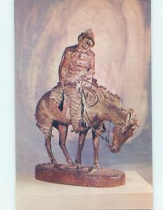 Chrome POSTCARD OF FREDERICK REMINGTON STATUE AT MUSEUM Tulsa Oklahoma OK hr0534