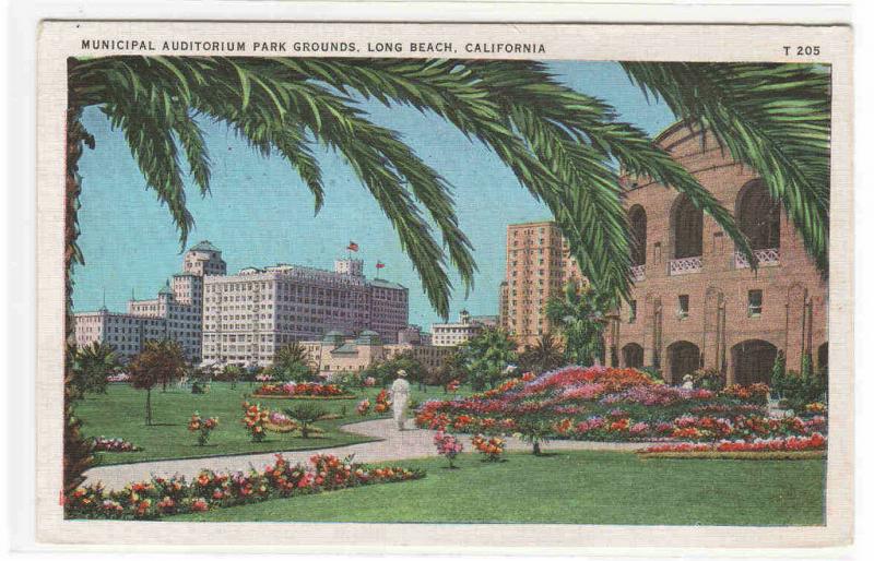 Auditorium Park Grounds Long Beach California 1920s postcard