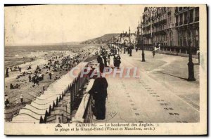 Old Postcard Cabourg Le Boulevard des Anglais Beach and the Grand Hotel