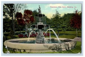 C. 1910 Fountain, City Park, Reading, Pa. Postcard F144E
