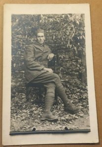 UNUSED POSTCARD MAN SITTING POSSIBLE SOLDIER FRANCE FOR USE ONLY INTERIOR SERV.