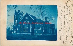 KS, Baldwin, Kansas, RPPC, Methodist Episcopal Church, 1906 PM, Cyanotype