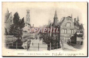 Belgie Belgium Bruges Old Postcard The wharf of the rosary and the belfry