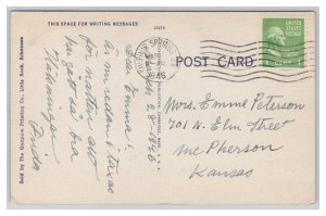 Little Rock Arkansas Main Street Bridge Postcard c1946 Postmark