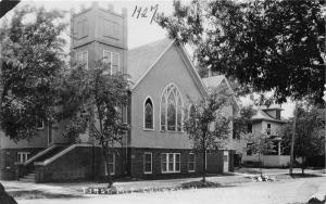 Willmar Minnesota~First ME Church~House Next Door~1950s RPPC Real Photo Postcard