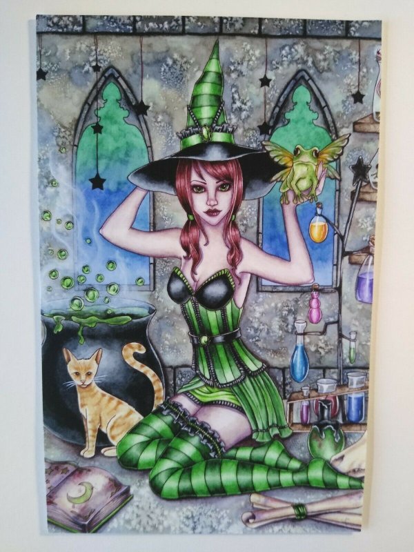 Halloween Postcard Nikki Burnette Gothic Witch Fantasy Ashlyn 2013 Limited To 35 