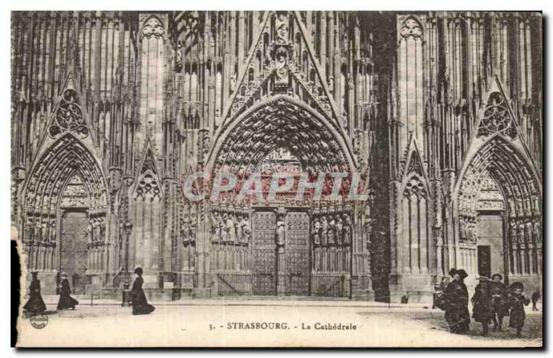 Old Postcard Strasbourg La Cathedrale Children