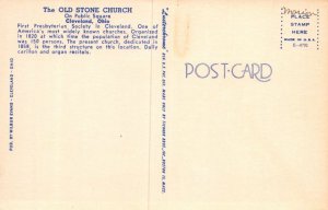 VINTAGE STANDARD SIZE POSTCARD THE OLD STONE CHURCH AT CLEVELAND OHIO 