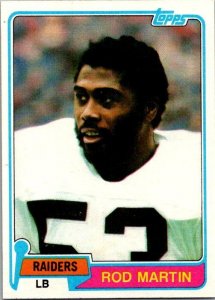 1981 Topps Football Card Rod Martin Los Angeles Rams sk10412