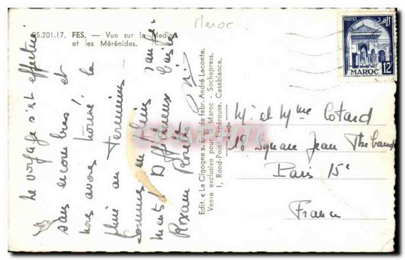 Postcard Modern Morocco Fes View Medin and Merenides