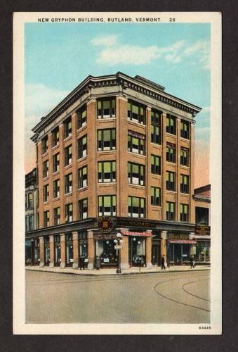 VT New Gryphon Bldg RUTLAND VERMONT Postcard PC