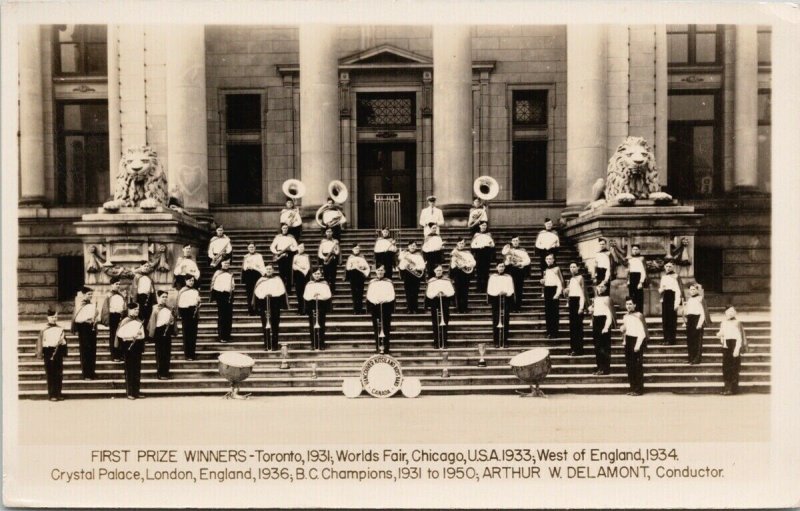 Vancouver Kitsilano Boys Band 1930s Winners Gowen Sutton RPPC Postcard F48