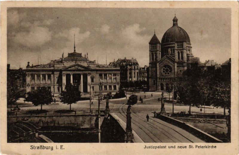 CPA AK STRASSBURG Justizpalast und neue St-Peterkirche (428795)