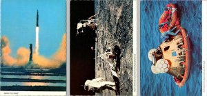 3~4X6 Vintage Postcards NASA 1969 APOLLO 11 ~ Lift Off & Moonwalk & Splashdown