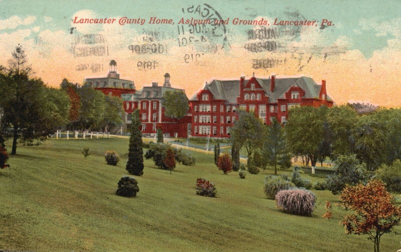 Vintage Postcard 1919 Lancaster County Home Aslyum & Grounds Pennsylvania PA