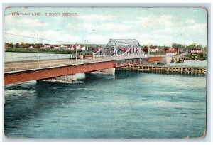 1908 Tukey's Truss Bridge Trolley Harbor Boats Dock Portland ME Posted Postcard