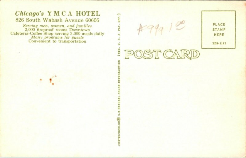 CHICAGO IL YMCA HOTEL LARGEST REVOLVING SIGN IN CHICAGO ~ MULTI-VIEW POSTCARD