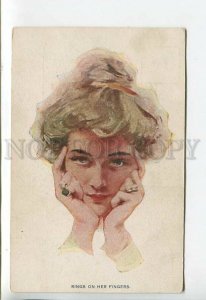 444017 Philip BOILEAU Rings on her Fingers BELLE Vintage FINNISH RARE postcard