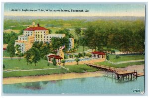 1939 General Oglethorpe Hotel Wilmington Island Lake Savannah Georgia Postcard
