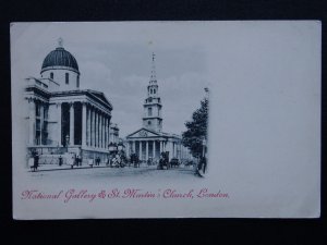 London THE NATIONAL GALLERY & St. Martins Church c1904 UB Postcard