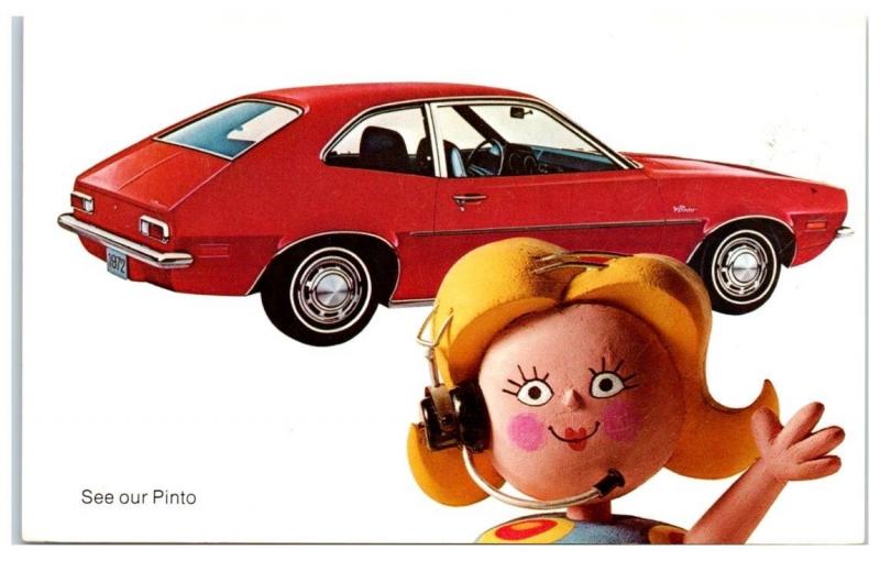 1972 Red Ford Pinto Advertising Postcard