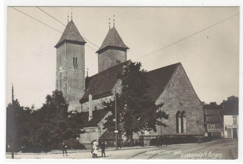Mariakirken St Mary's Church Bergen Norway 1911 RPPC Real Photo postcard