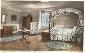 Vintage Postcard Great Chamber The House Of The Seven Gables Salem Massachusetts