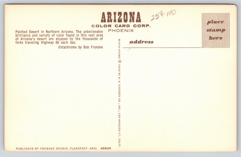 Parks~Air View Painted Desert In Arizona~Vintage Postcard
