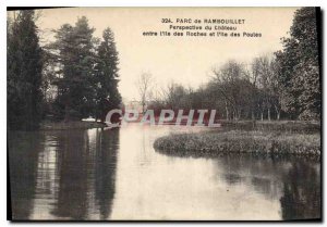 Old Postcard Park Rambouillet Chateau Perspective between lle des Roches and ...