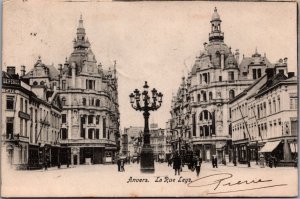 Belgium Anvers La Rue Leys Antwerp Vintage Postcard 04.35