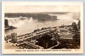 Real Photo Postcard~New York~View Of Niagara Falls & Oakes Garden Theatre~RPPC