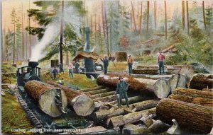 Logging Train near Vancouver British Columbia Crew Loggers Unused Postcard H61