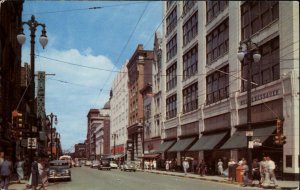 Fort Wayne Indiana IN Calhoun Street Bus 1950s Cars Vintage Postcard