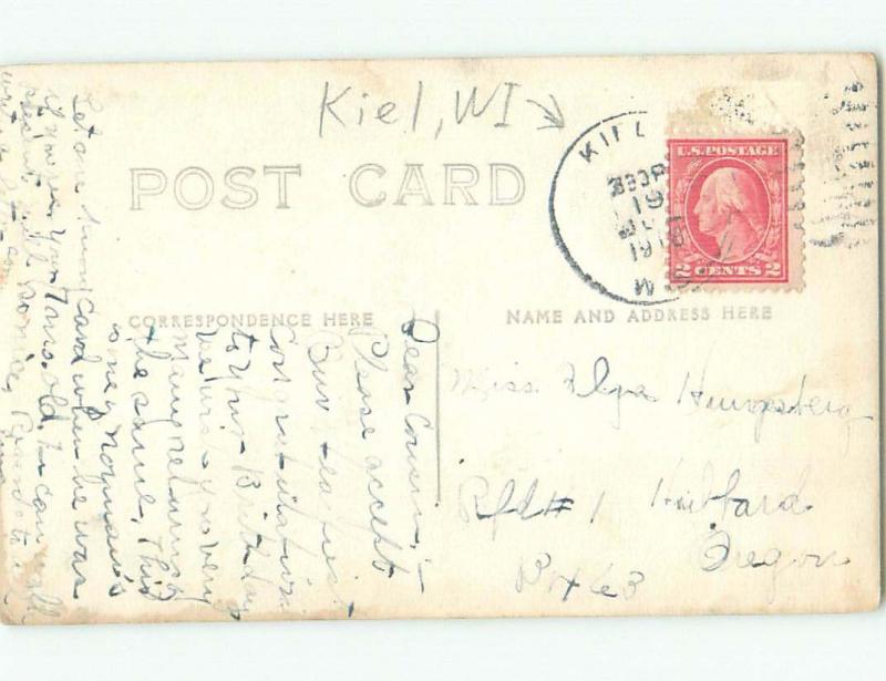 Pre-1920 rppc KID STARING Postmarked Kiel Wisconsin WI i8478